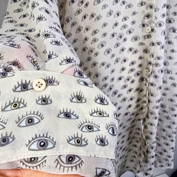 MUNTHE SAKS FIFTH AVENUE THIRD EYE NOVELTY Shirt Dress TUNIC BUTTON FRONT - Picture 7 of 10